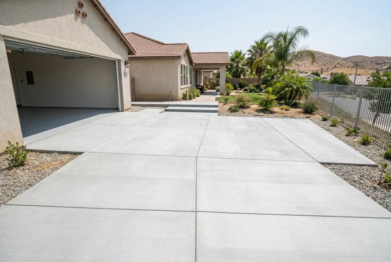 New garage floor slab at a La Sierra home in Riverside